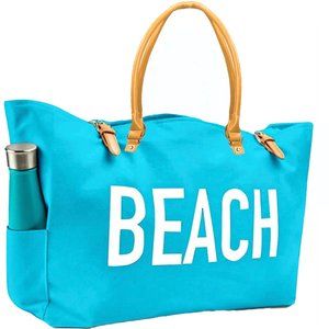 KEHO "Beach Vibes" Large Beach Bag/Tote (Light Blue)